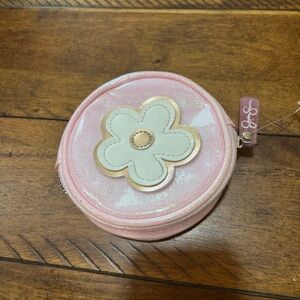 Jessica Simpson Women Pink Floral Wristlet Mini  Bag Purse‎ 5” Across Glitter
